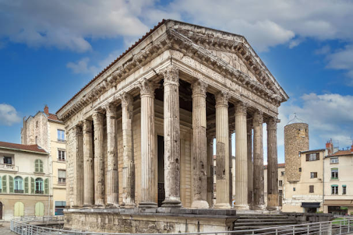 Well-preserved Roman temple with classical columns